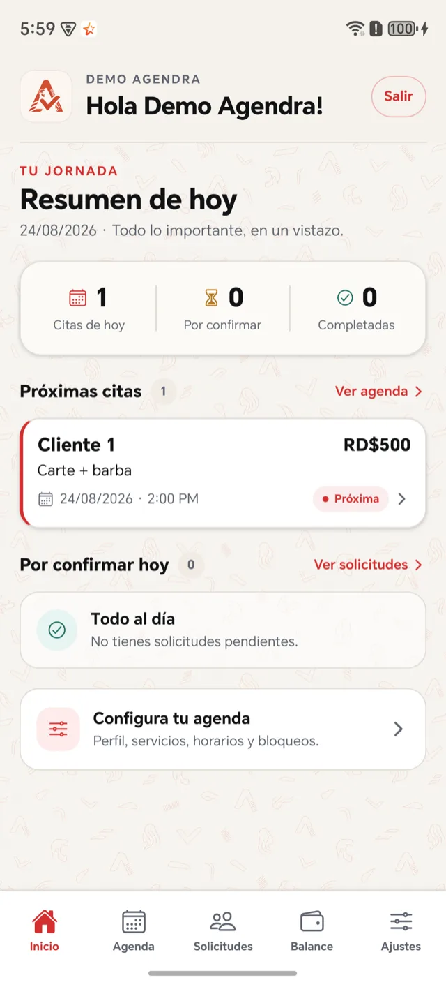Resumen del día en Agendra Pro